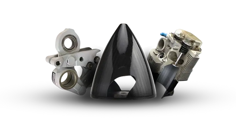 Illustrative aircraft parts and engine components for Aero-Tech services