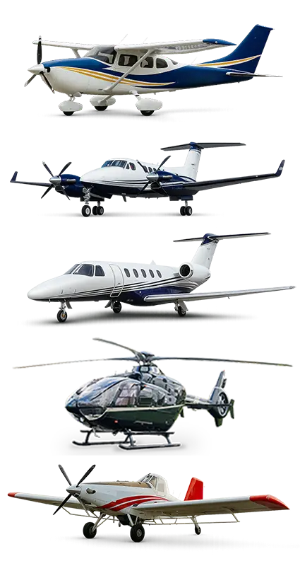 Various aircraft and helicopter models available for Aero-Tech sales